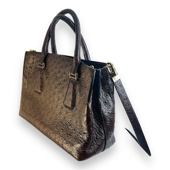 MICHAEL KORS Brown Ostrich Leather Crossbody or Satchel Includes Dust Bag NWOT - Picture 3 of 16